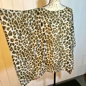 New York & Company Leopard Print  Sheer Top - Size L/XL